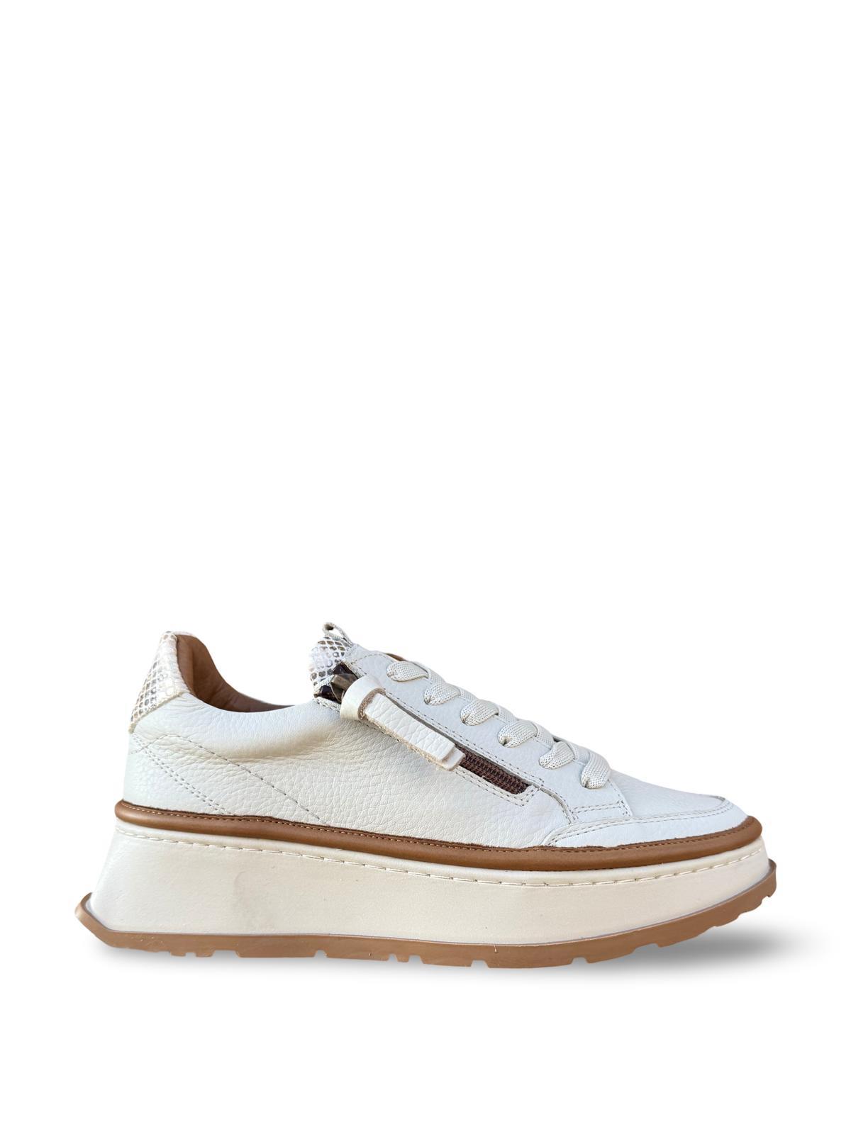 Yalınayak Vg3066 Hakiki Deri Eva Taban Kadın Comfort Sneaker Bej