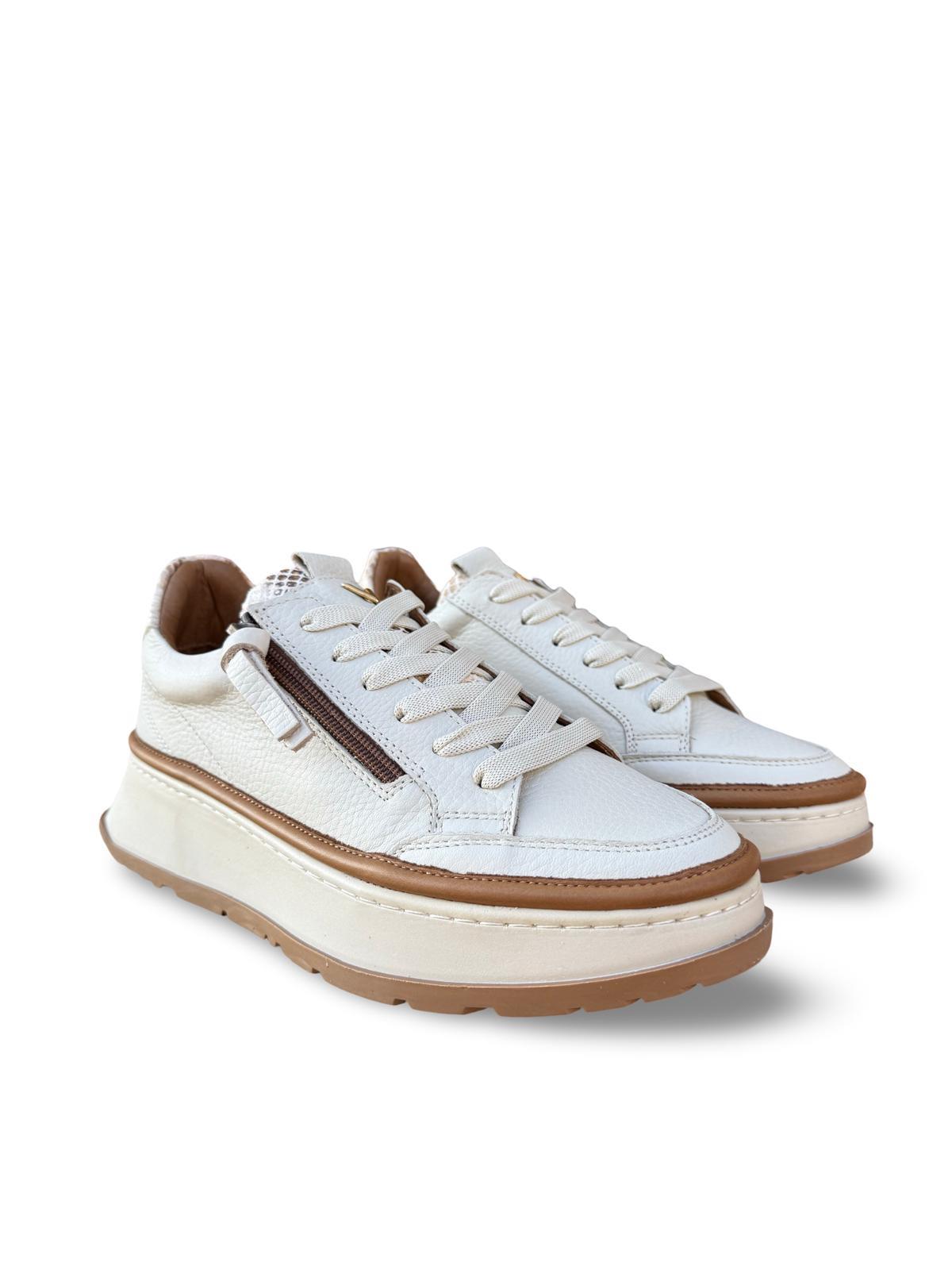 Yalınayak Vg3066 Hakiki Deri Eva Taban Kadın Comfort Sneaker Bej