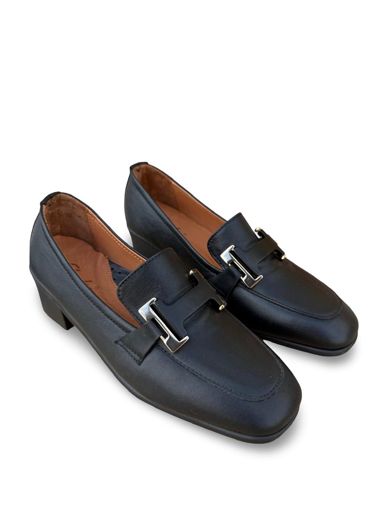 26143249A Hakiki Deri Kadın Loafer Babet Siyah