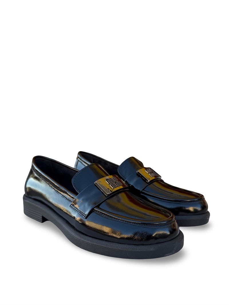 Bty04528 Hakiki Deri Kadın Loafer & Babet Siyah Rugan