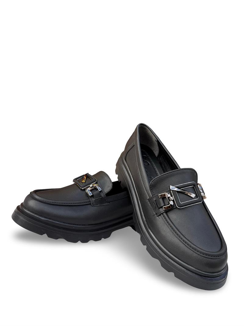 Bty186819 Hakiki Deri Kadın Loafer Siyah