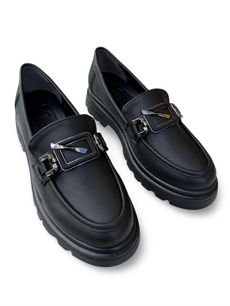 Bty186819 Hakiki Deri Kadın Loafer Siyah