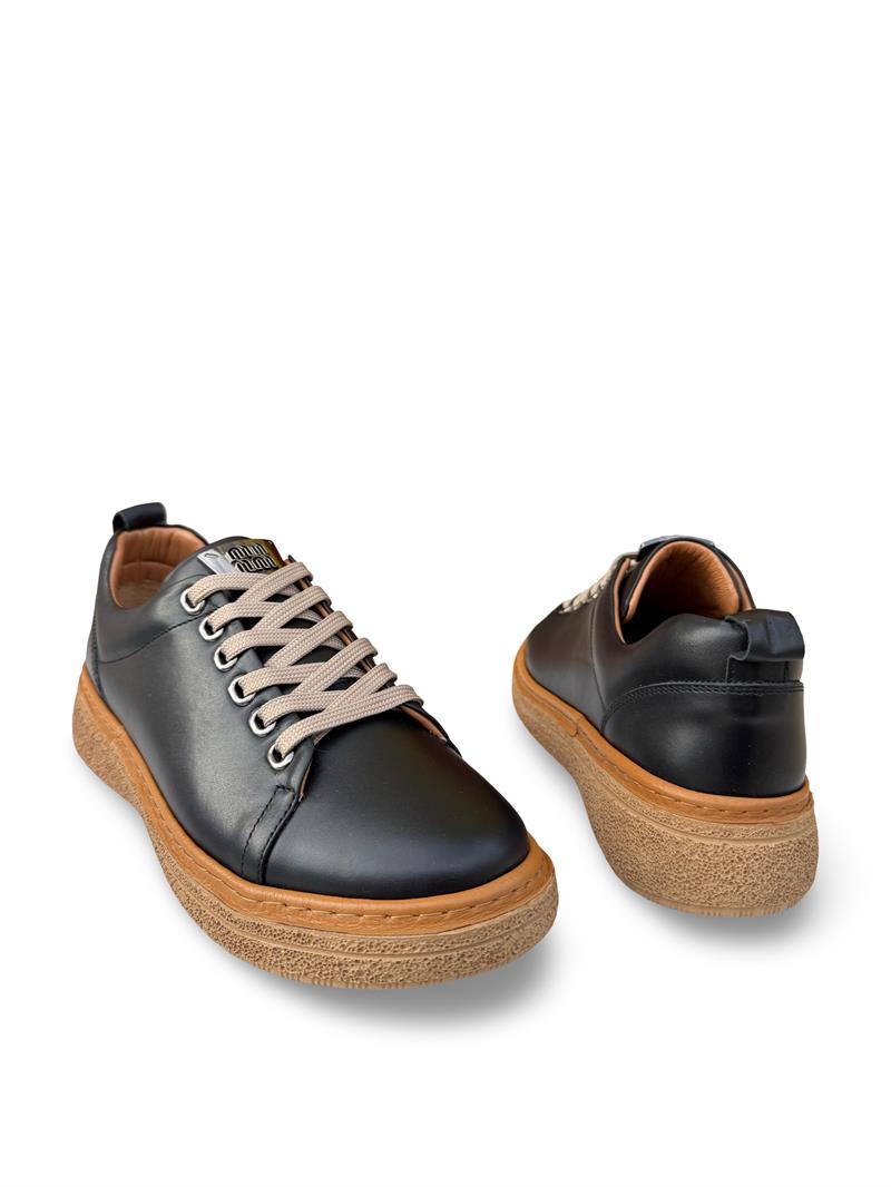 Bty2022685 Hakiki Deri Kadın Comfort Taban Casual Siyah