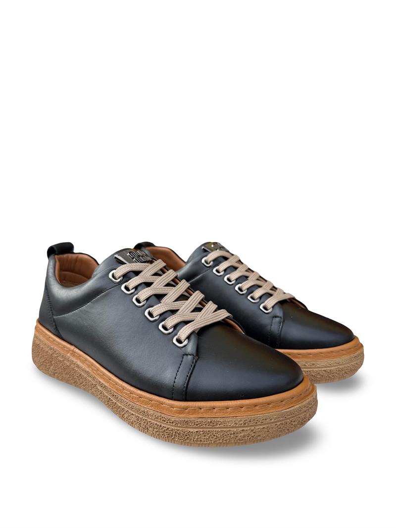 Bty2022685 Hakiki Deri Kadın Comfort Taban Casual Siyah