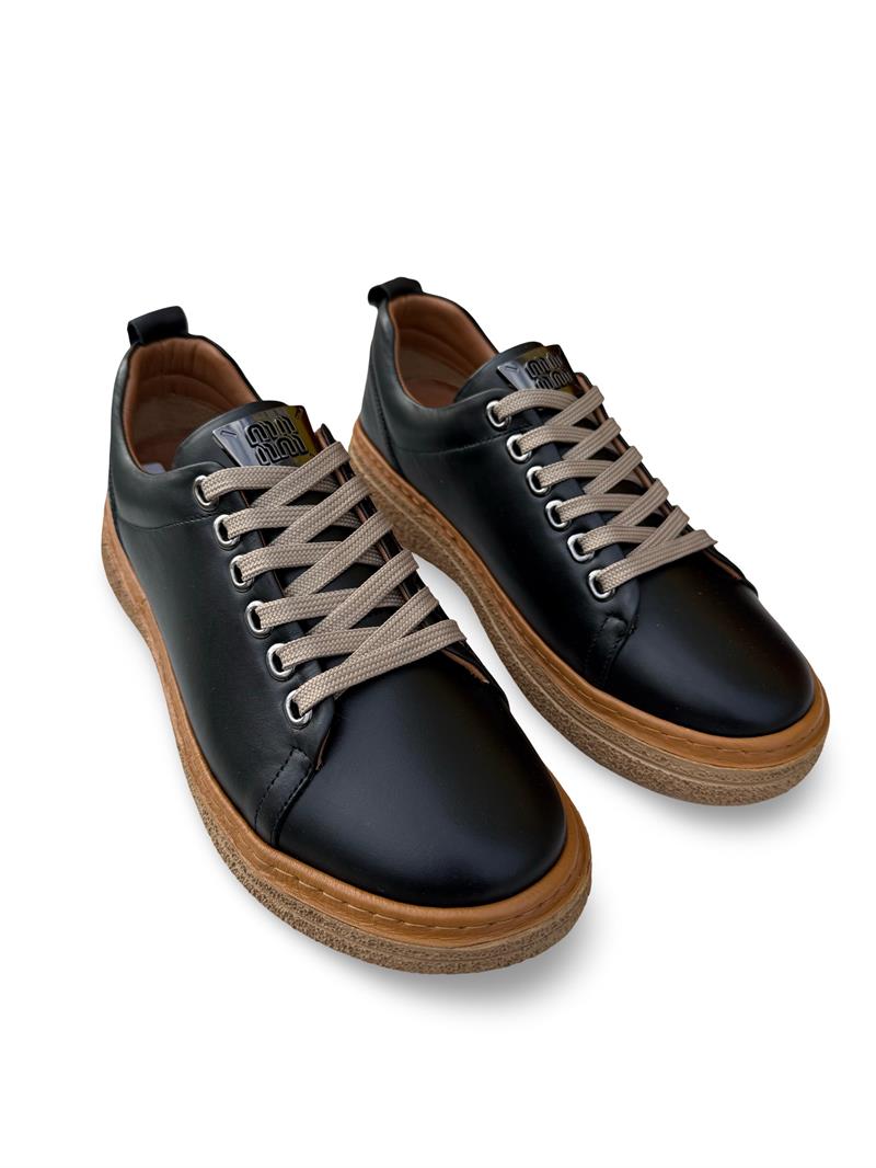 Bty2022685 Hakiki Deri Kadın Comfort Taban Casual Siyah