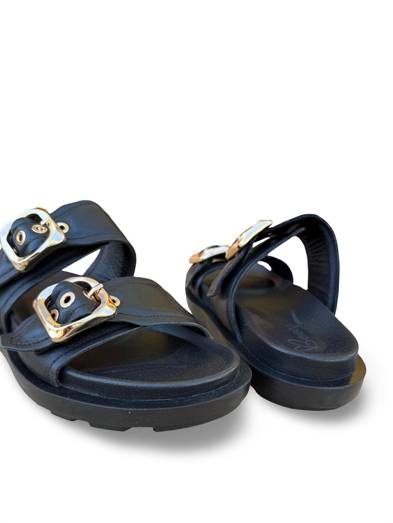 Bty226626 Hakiki Deri Comfort Taban Kadın Terlik Siyah