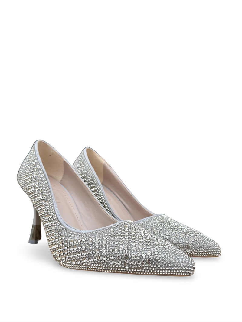 Bty2387103 Taşlı Kadın Stiletto Gümüş