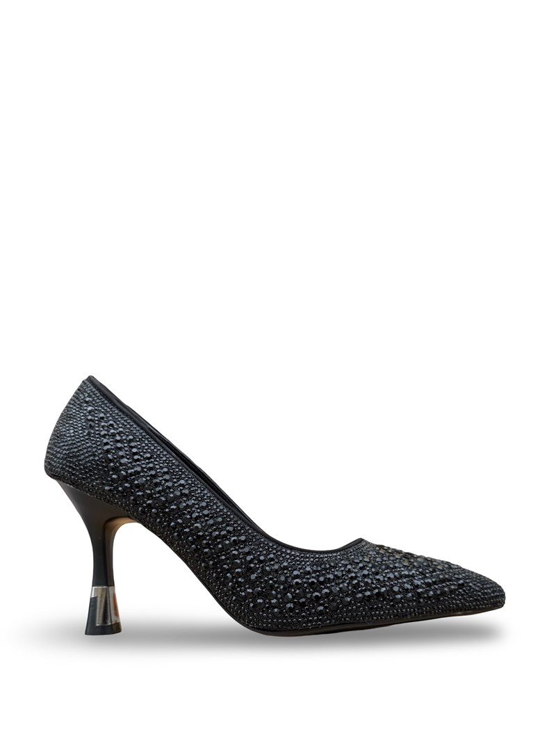 Bty2387103 Taşlı Kadın Stiletto Siyah