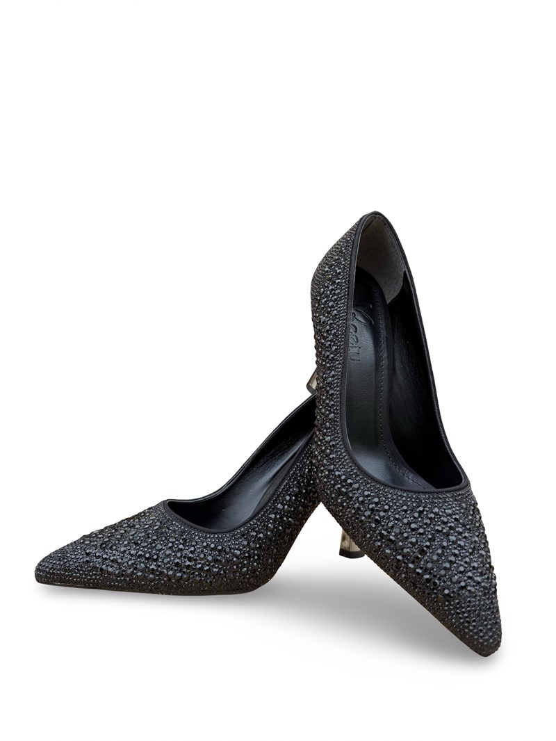 Bty2387103 Taşlı Kadın Stiletto Siyah