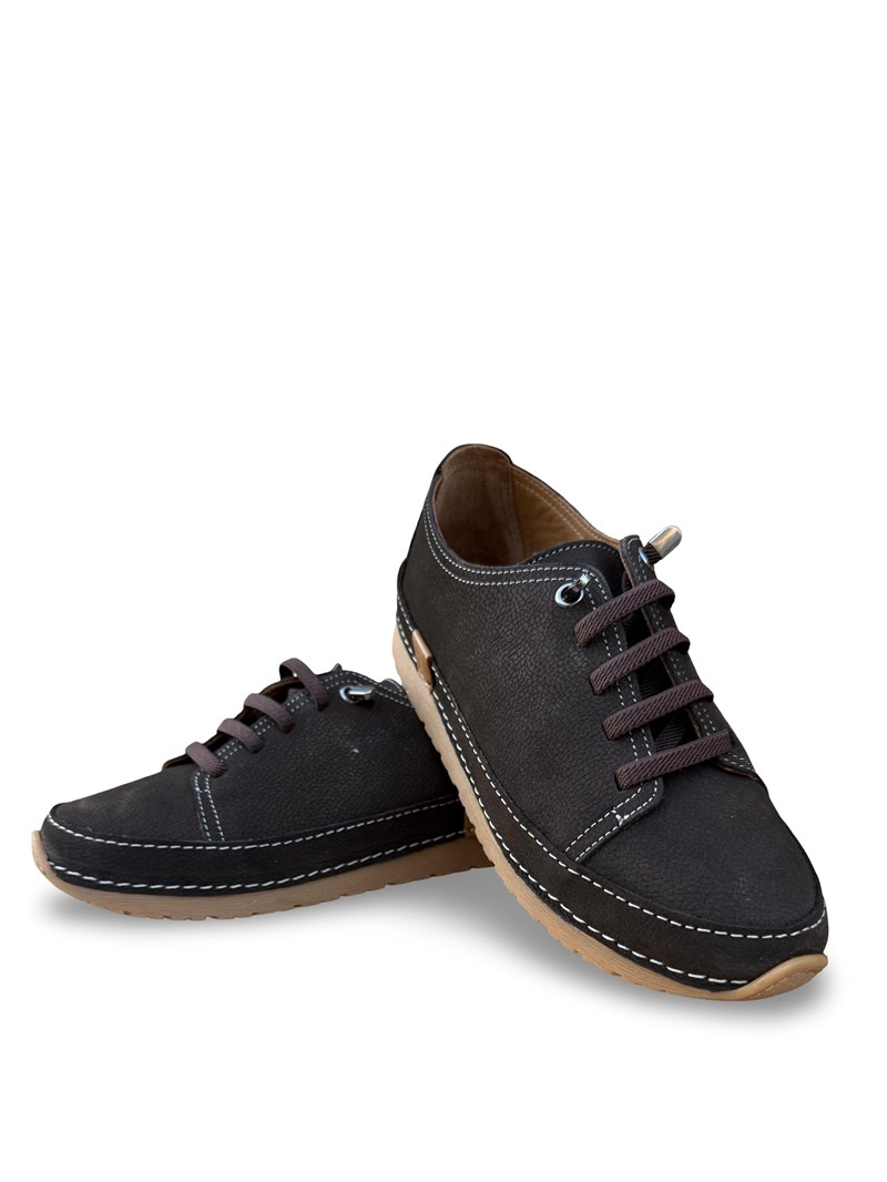 Bty262RC1 Hakiki Deri Kadın Comfort Taban Casual Ayakkabı Kahve Nubuk