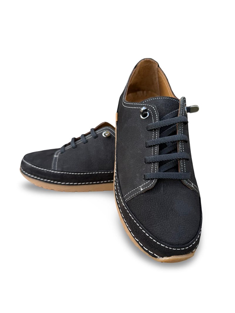 Bty262RC1 Hakiki Deri Kadın Comfort Taban Casual Ayakkabı Siyah Nubuk