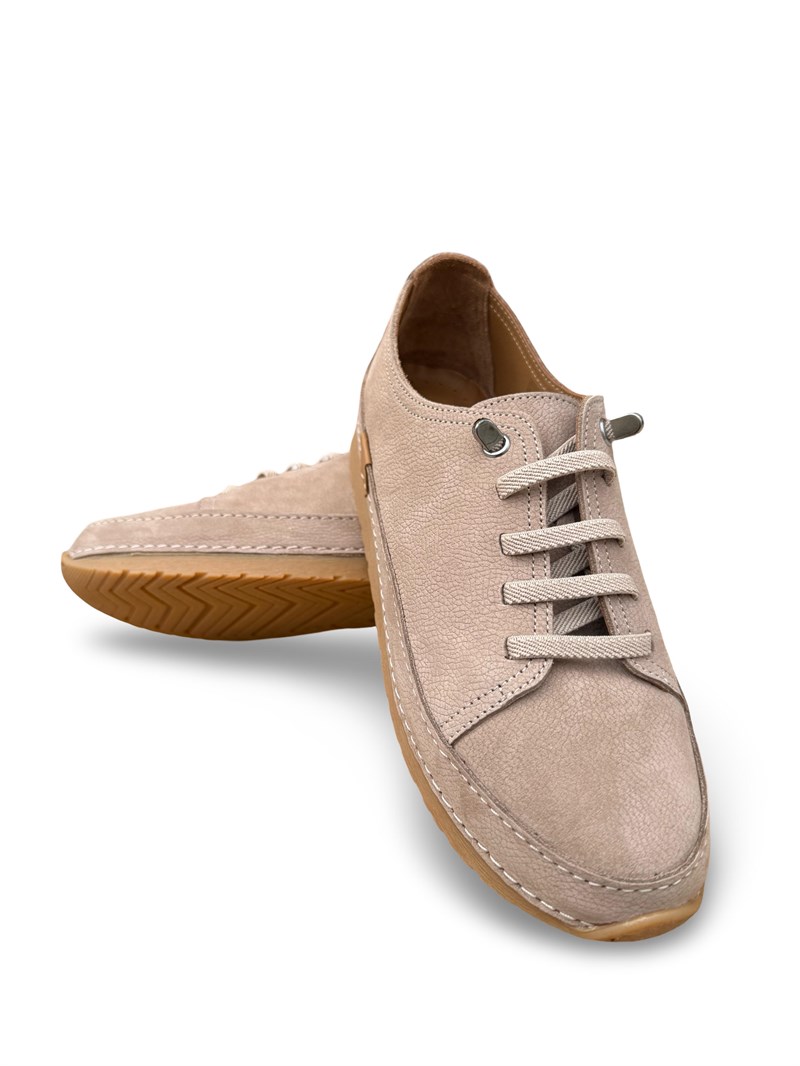 Bty262RC1 Hakiki Deri Kadın Comfort Taban Casual Ayakkabı Vizon Nubuk