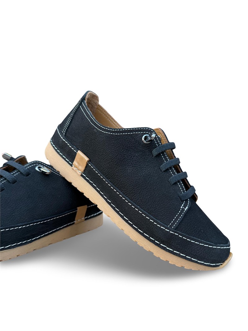 Bty262RC1 Hakiki Deri Kadın Comfort Taban Casual Ayakkabı Siyah Nubuk