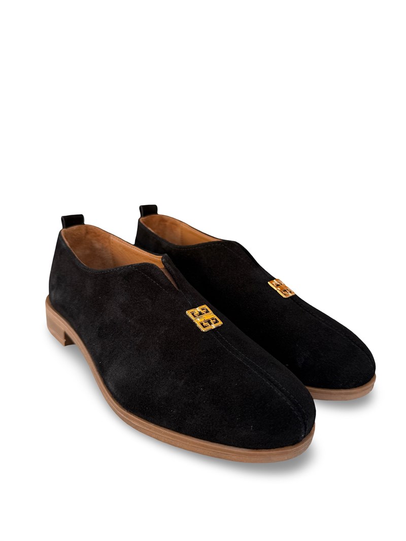 Bty2640069 Hakiki Süet Deri Kadın Loafer & Babet Siyah Süet