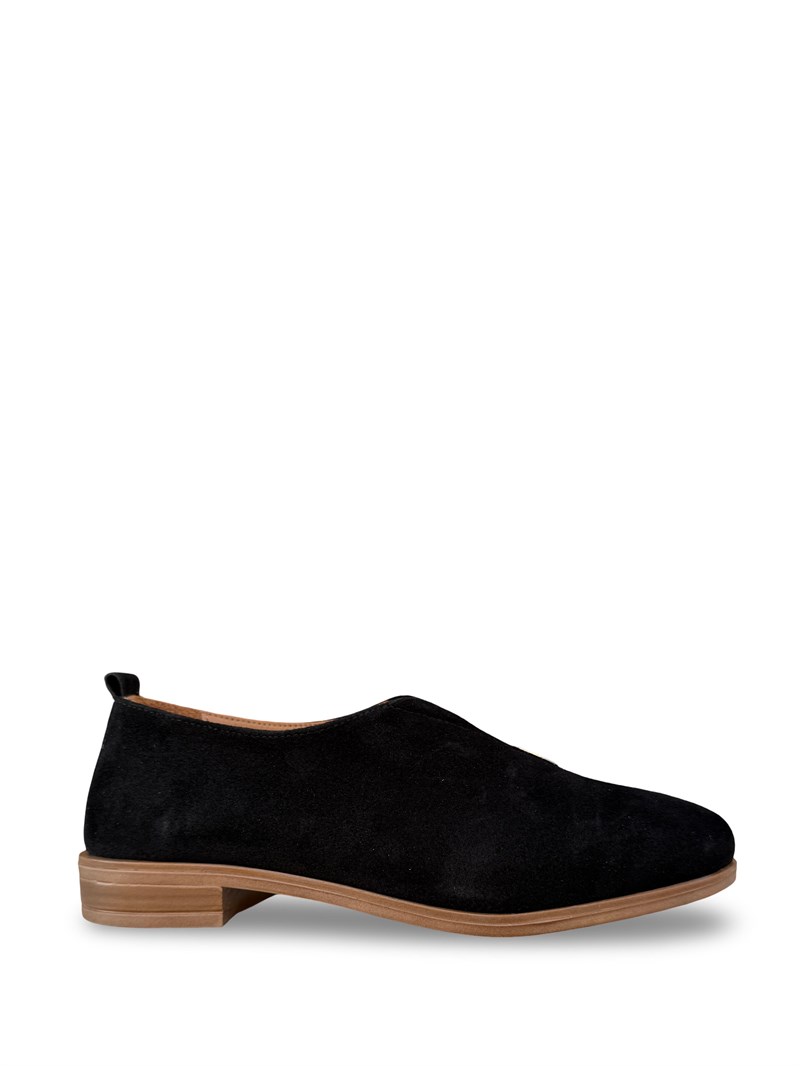 Bty2640069 Hakiki Süet Deri Kadın Loafer & Babet Siyah Süet