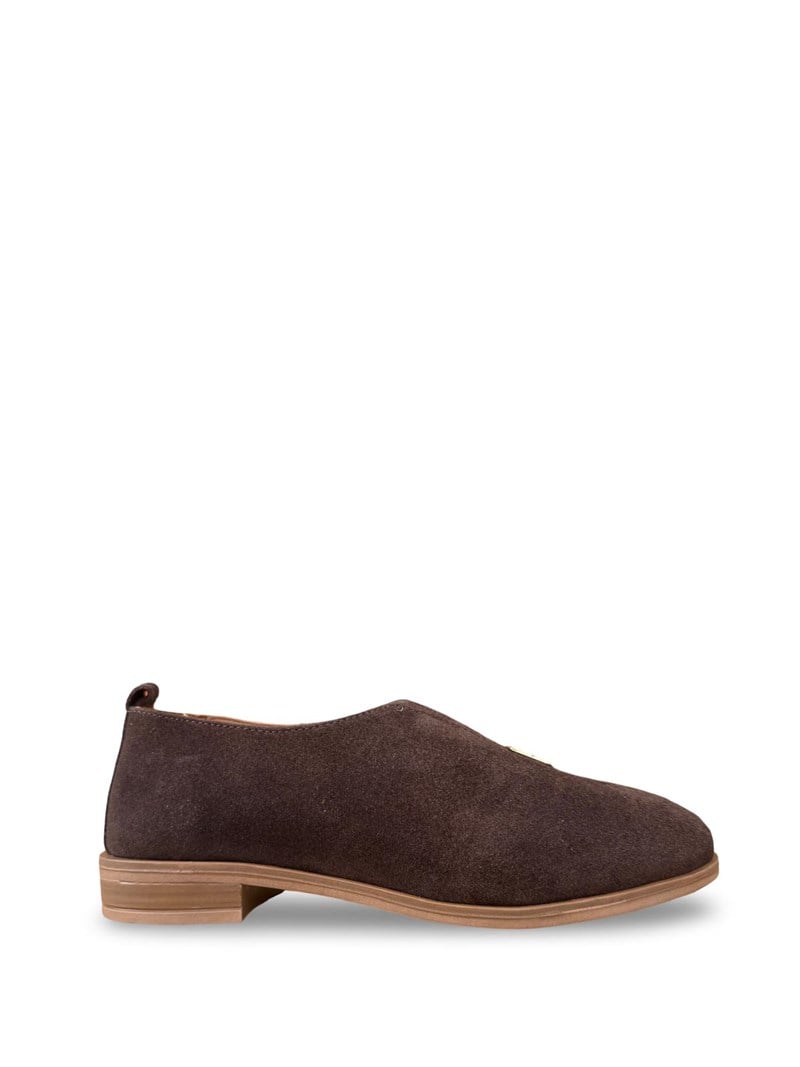 Bty2640069 Hakiki Süet Deri Kadın Loafer & Babet Kahve Süet