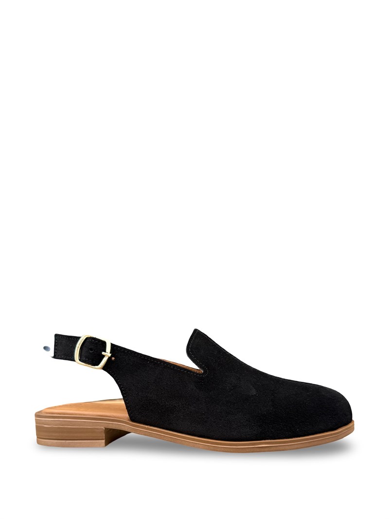 Bty264009 Hakiki Deri Kadın Loafer Ayakkabı Siyah Süet