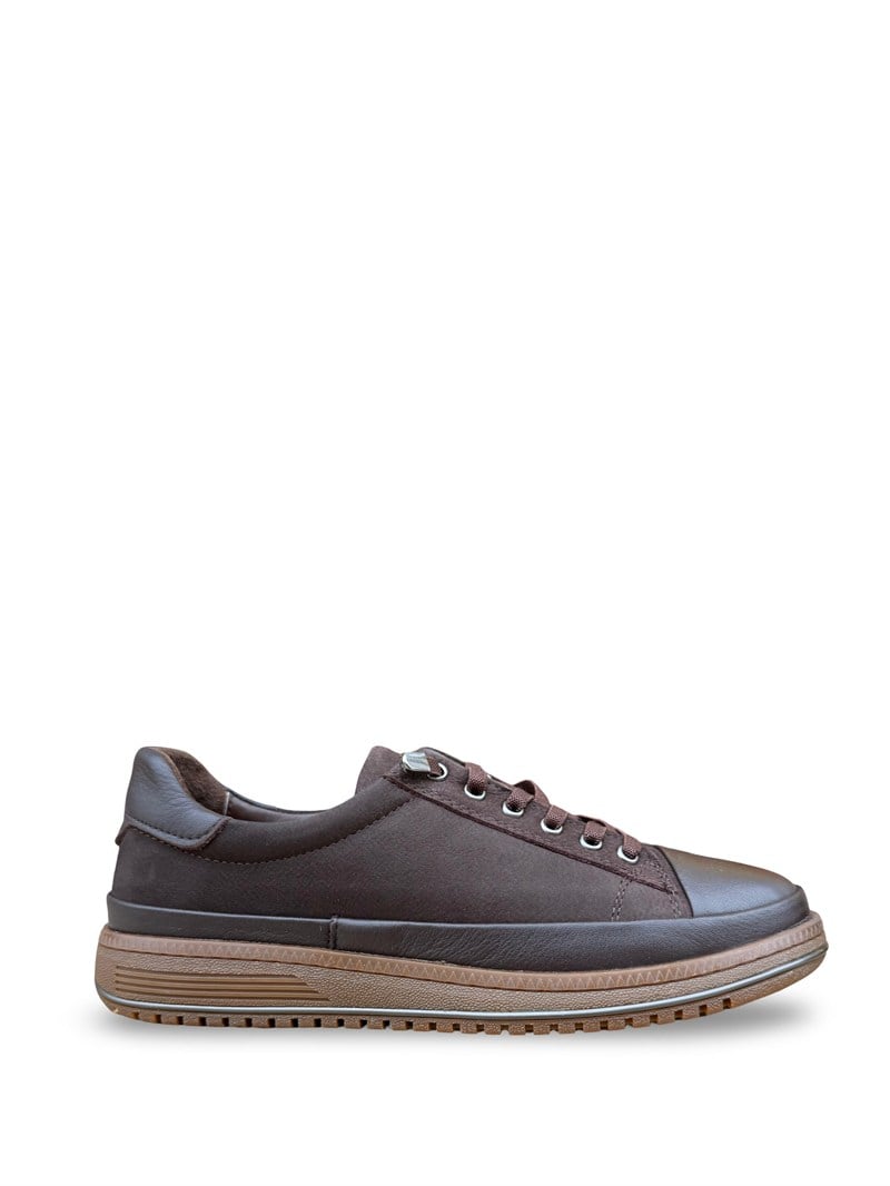 Bty273C121 Hakiki Deri Comfort Taban Kadın Casual Ayakkabı Kahve