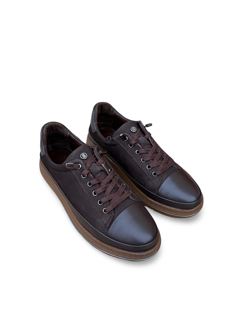 Bty273C121 Hakiki Deri Comfort Taban Kadın Casual Ayakkabı Kahve
