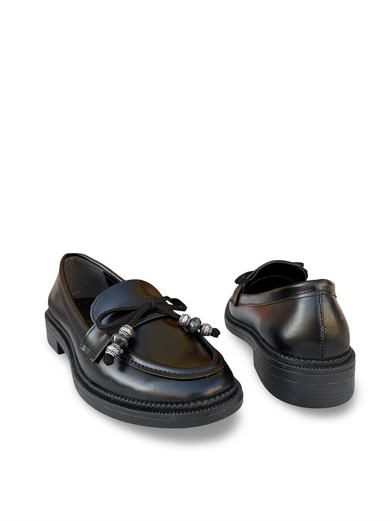 Bty99807 Kadın Fiyonklu Loafer Babet Siyah