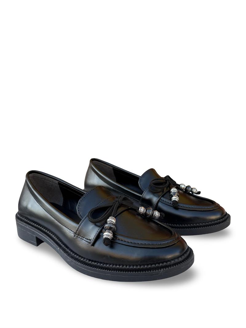Bty99807 Kadın Fiyonklu Loafer Babet Siyah