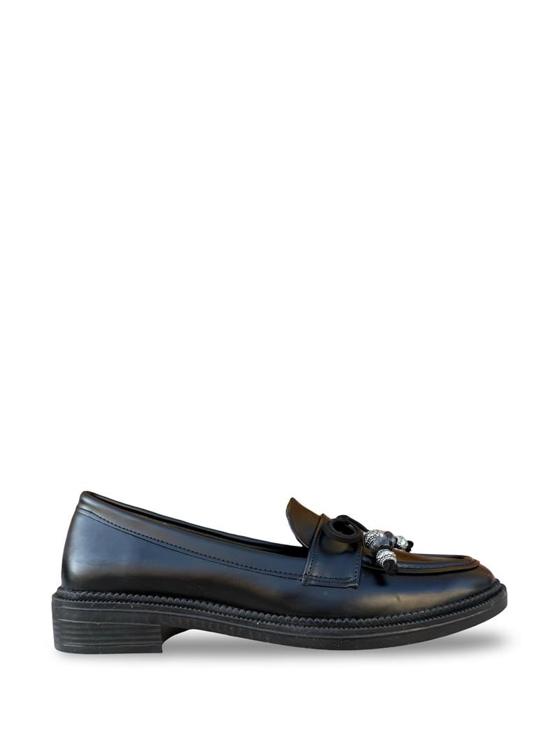 Bty99807 Kadın Fiyonklu Loafer Babet Siyah