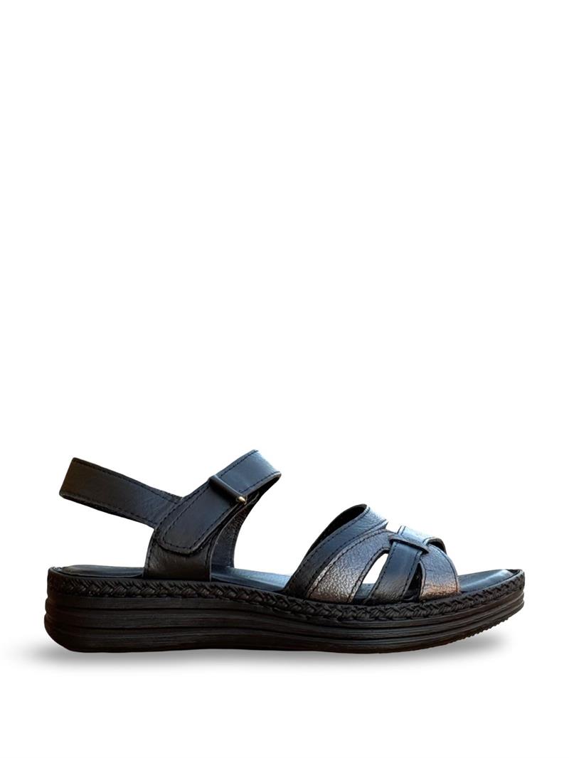 C.Black 22338 Hakiki Deri Comfort Taban Kadın Sandalet Siyah