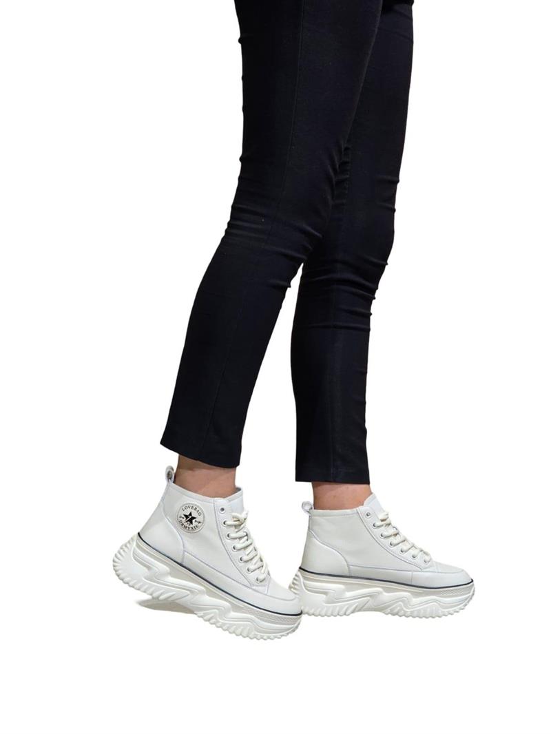 GML Gınza   Taban Yüksek Bilekli Kadın Spor Sneaker Beyaz
