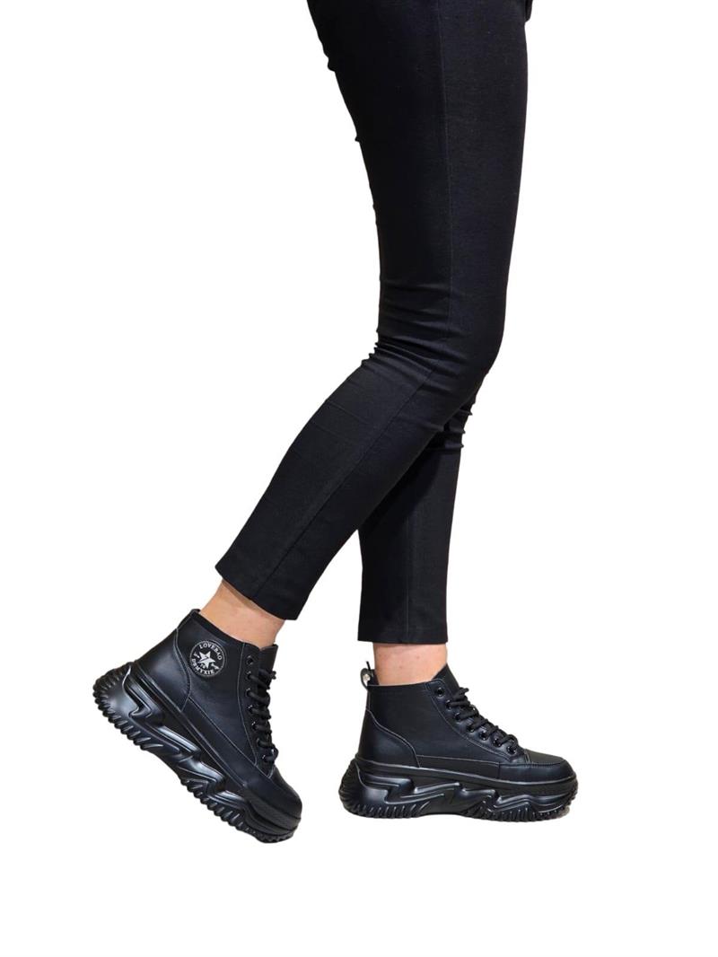 GML Gınza   Taban Yüksek Bilekli Kadın Spor Sneaker Siyah
