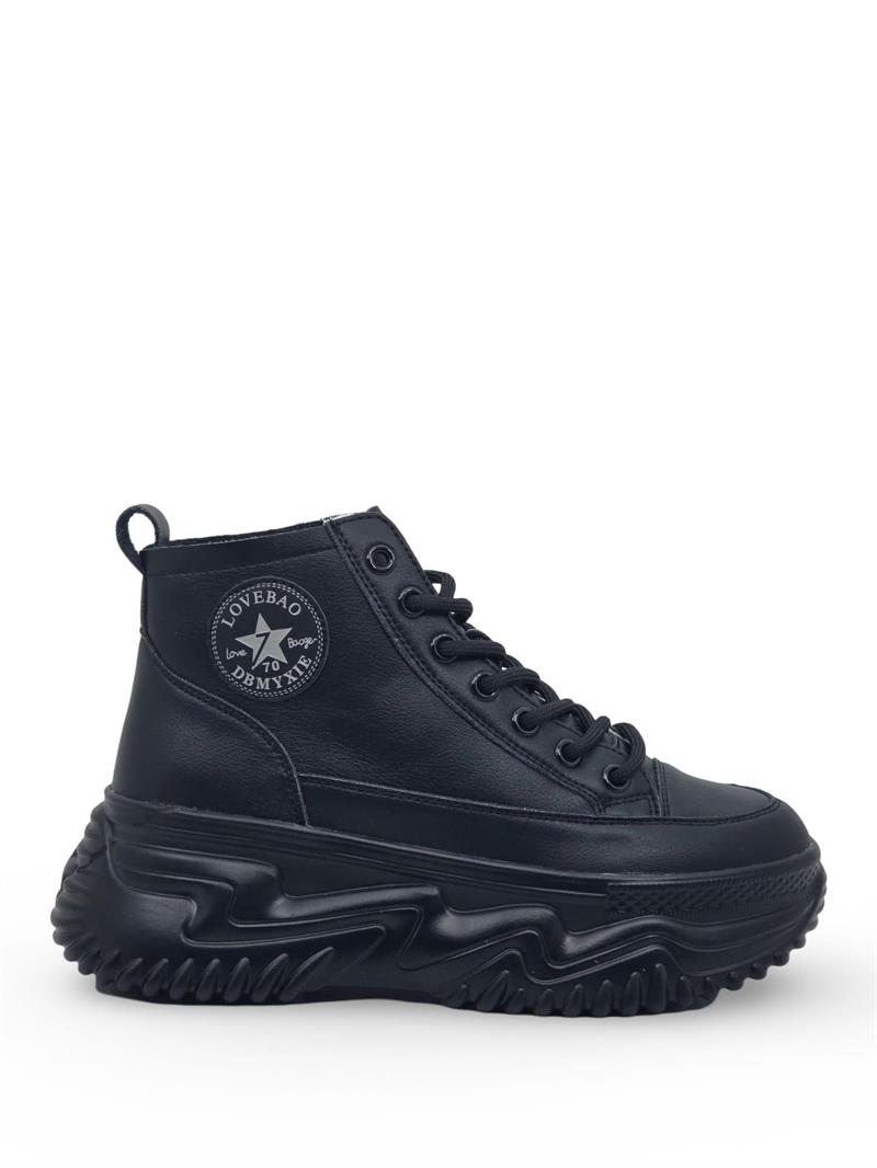 GML Gınza   Taban Yüksek Bilekli Kadın Spor Sneaker Siyah