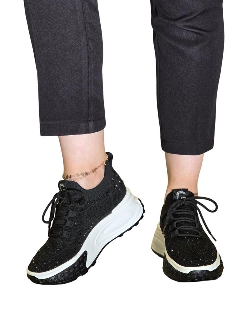 Guja 24K305-4 Kadın Sneaker Aır Taban Taş Detaylı Siyah