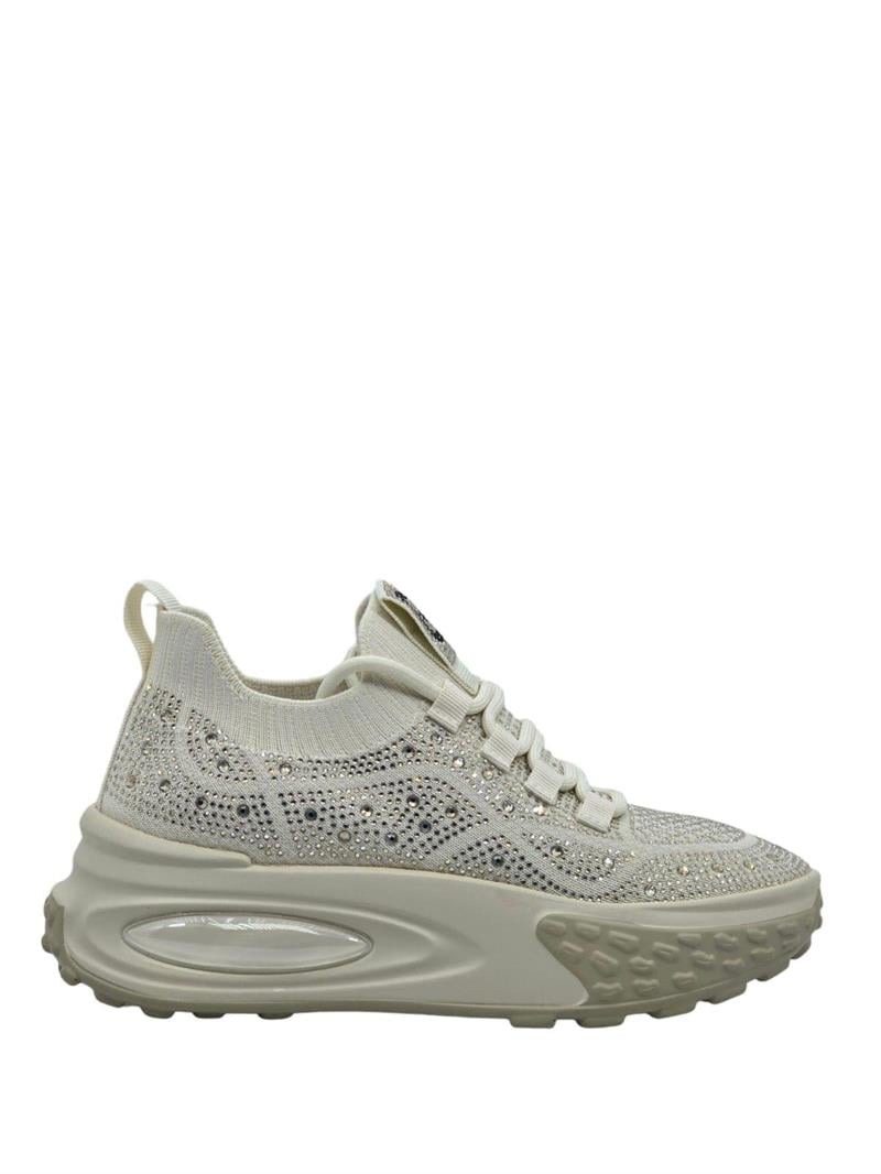 Guja 24K305-4 Kadın Sneaker Aır Taban Taş Detaylı Bej
