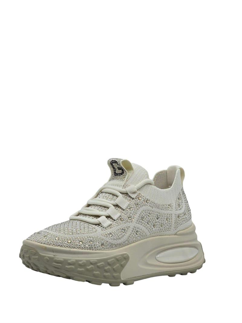 Guja 24K305-4 Kadın Sneaker Aır Taban Taş Detaylı Bej