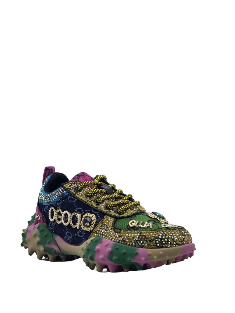Guja 25Y338  Kadın Sneaker Aır Taban Taş Detaylı Lacivert