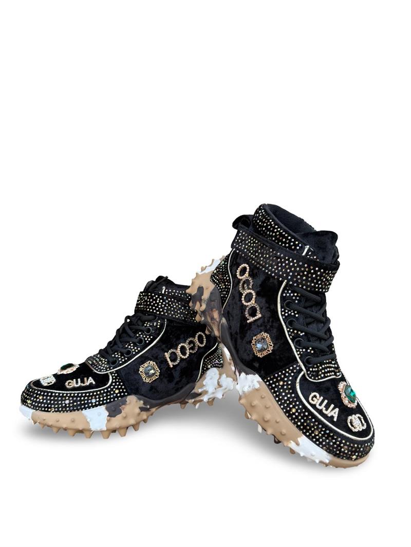 Guja 24K351  Kadın Boğazlı Sneaker Aır Taban Taş Detaylı Siyah