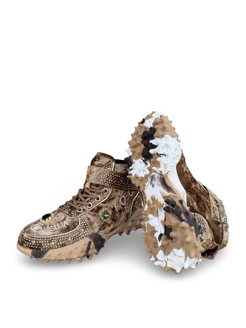 Guja 24K351  Kadın Boğazlı Sneaker Aır Taban Taş Detaylı Camel