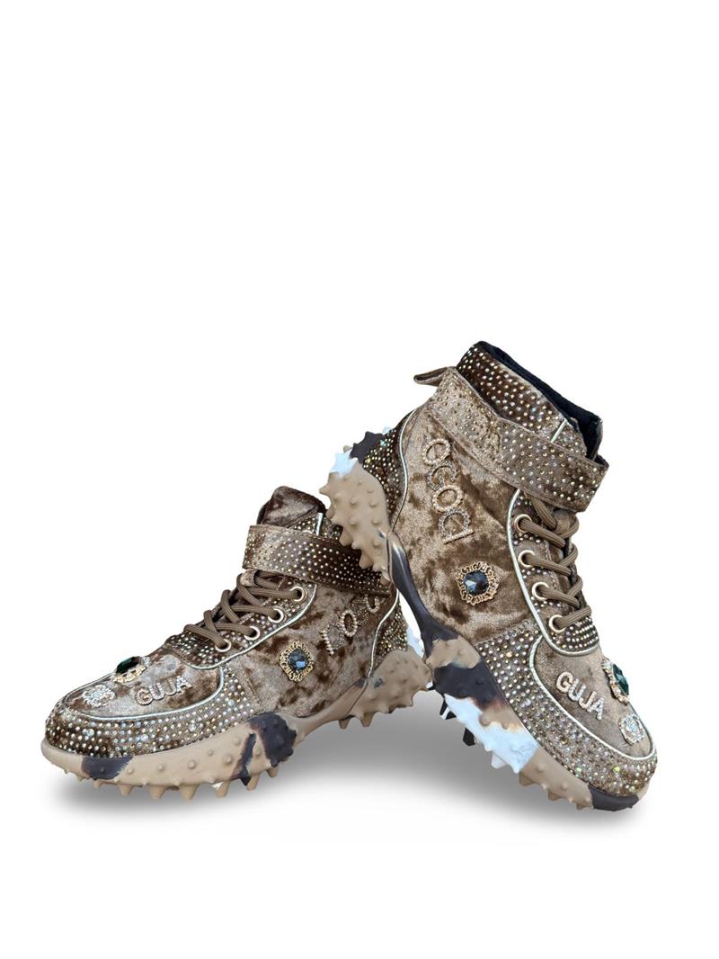 Guja 24K351  Kadın Boğazlı Sneaker Aır Taban Taş Detaylı Camel