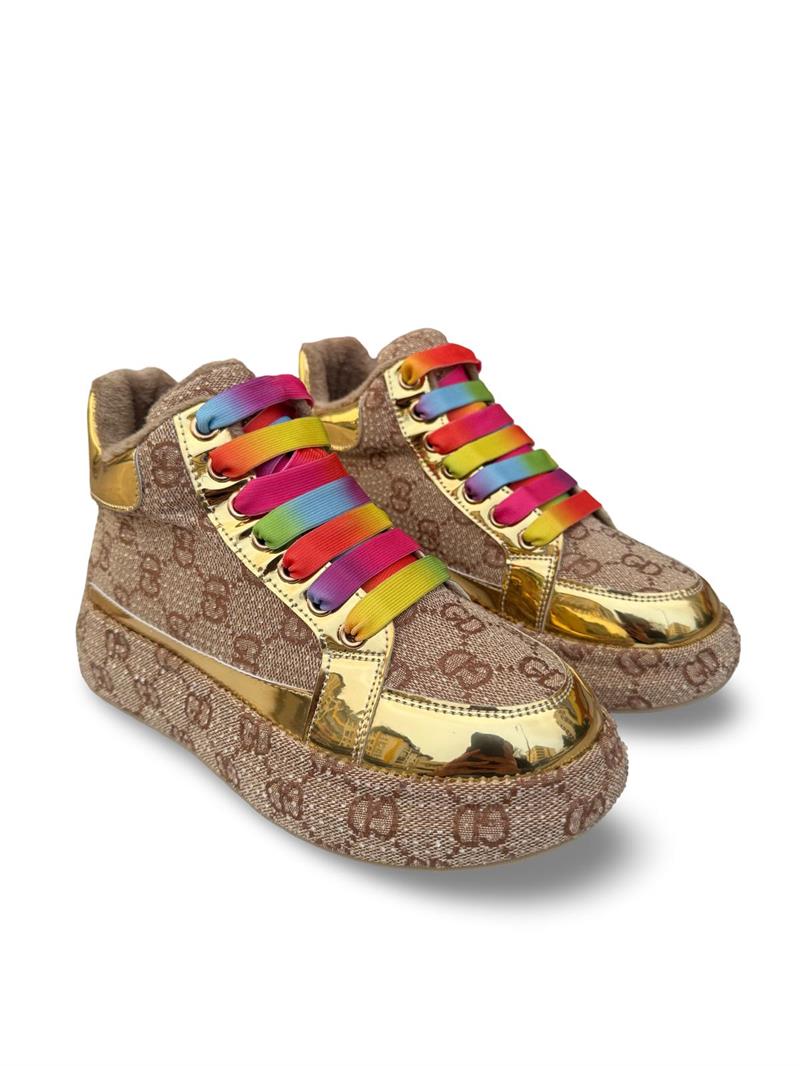 Guja 24K441  Kadın Boğazlı Sneaker Aır Taban Taş Detaylı Altın