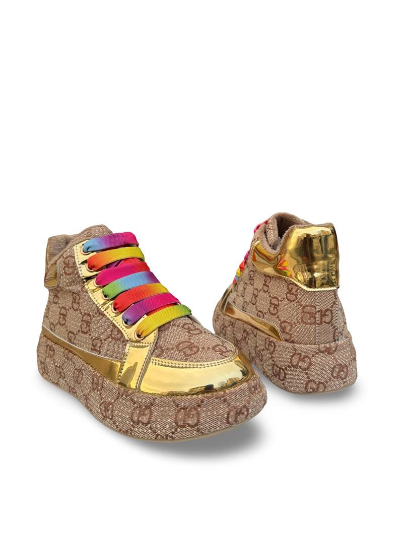 Guja 24K441  Kadın Boğazlı Sneaker Aır Taban Taş Detaylı Altın