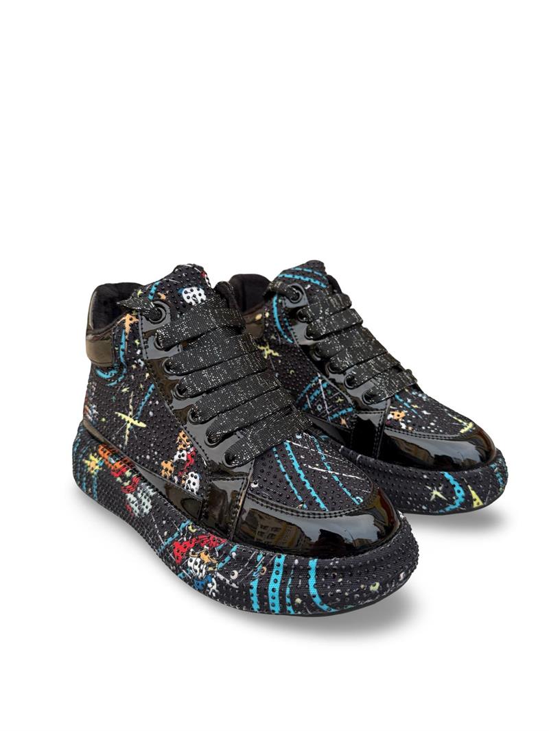 Guja 24K441  Kadın Boğazlı Sneaker Aır Taban Taş Detaylı Siyah