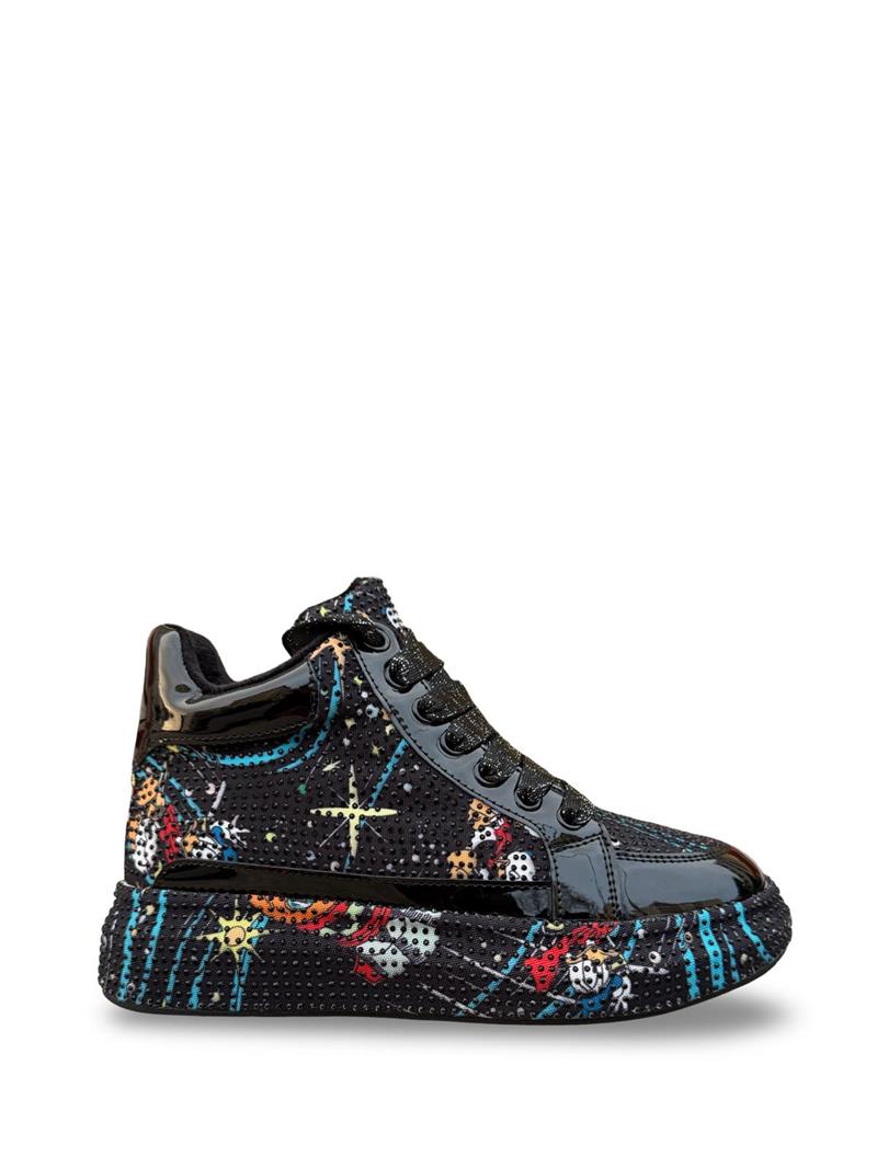 Guja 24K441  Kadın Boğazlı Sneaker Aır Taban Taş Detaylı Siyah