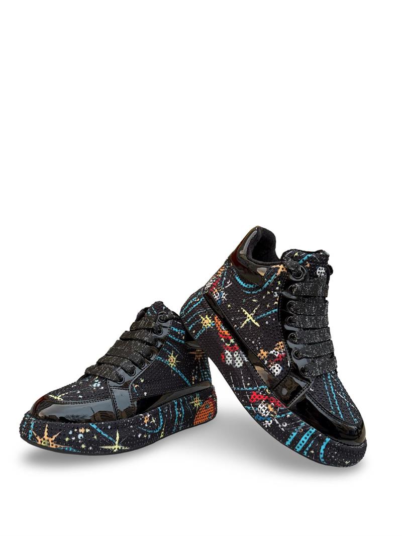 Guja 24K441  Kadın Boğazlı Sneaker Aır Taban Taş Detaylı Siyah