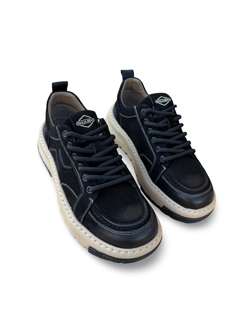 Guja 26K552 Hakiki Nubuk Deri Erkek Sneaker Spor Siyah
