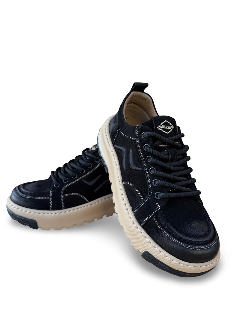 Guja 26K552 Hakiki Nubuk Deri Erkek Sneaker Spor Siyah
