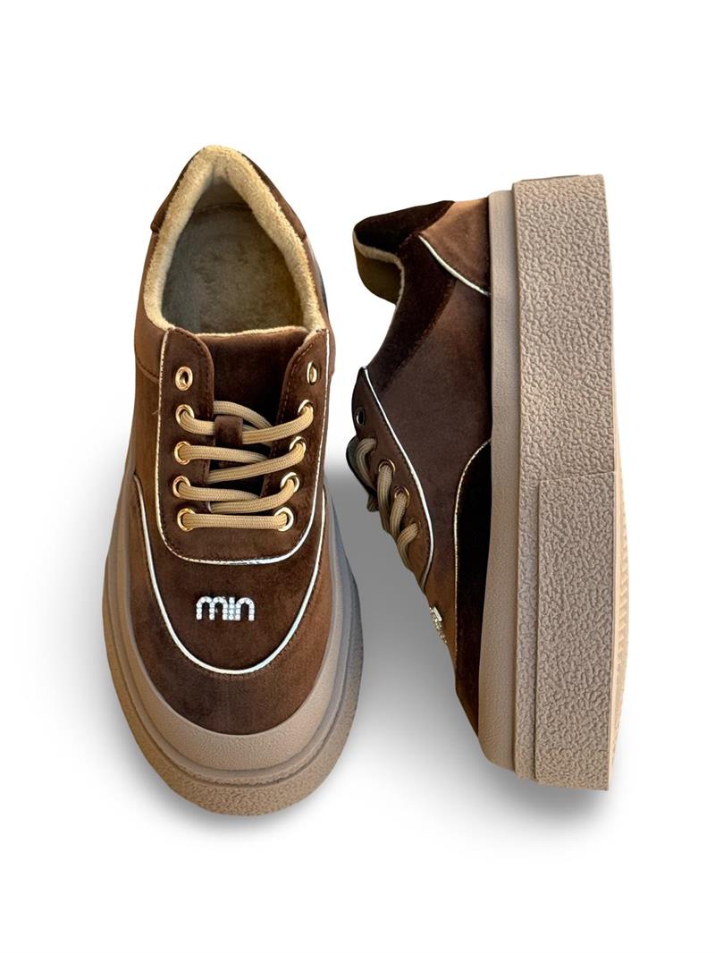 Guja K330 Kadife Taş Detaylı  Eva Taban Kadın Sneaker Kahve