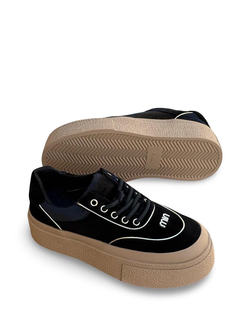 Guja K330 Kadife Taş Detaylı  Eva Taban Kadın Sneaker Siyah