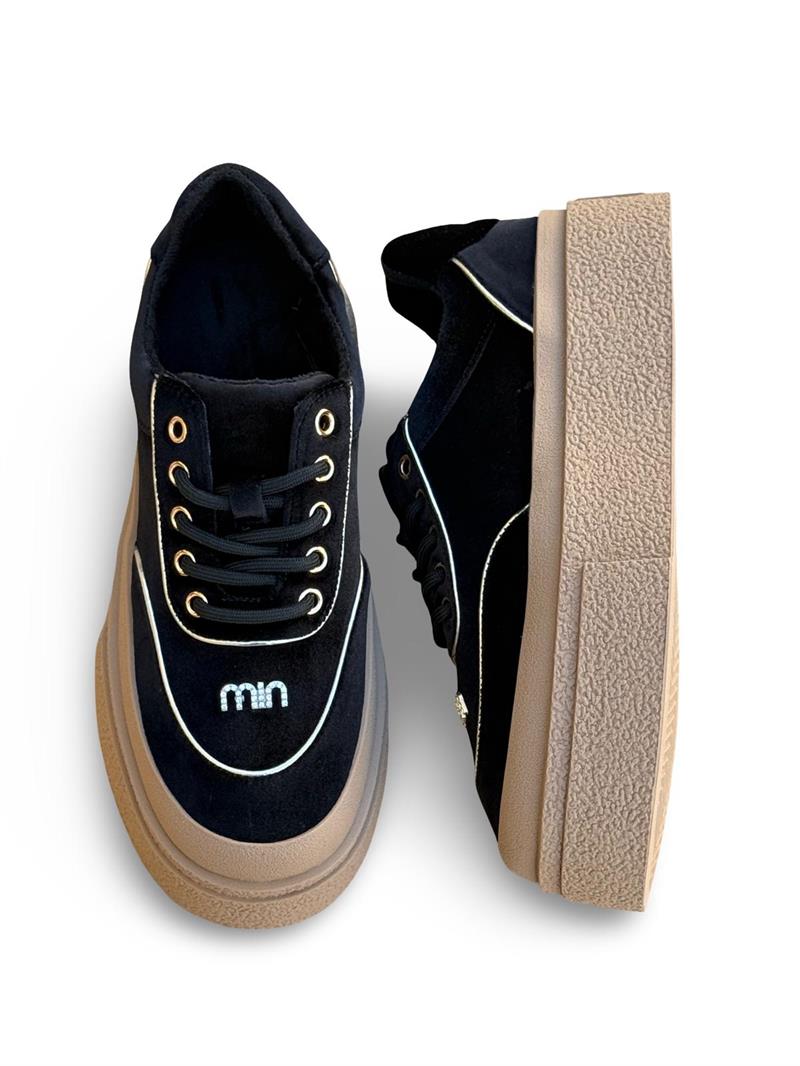 Guja K330 Kadife Taş Detaylı  Eva Taban Kadın Sneaker Siyah