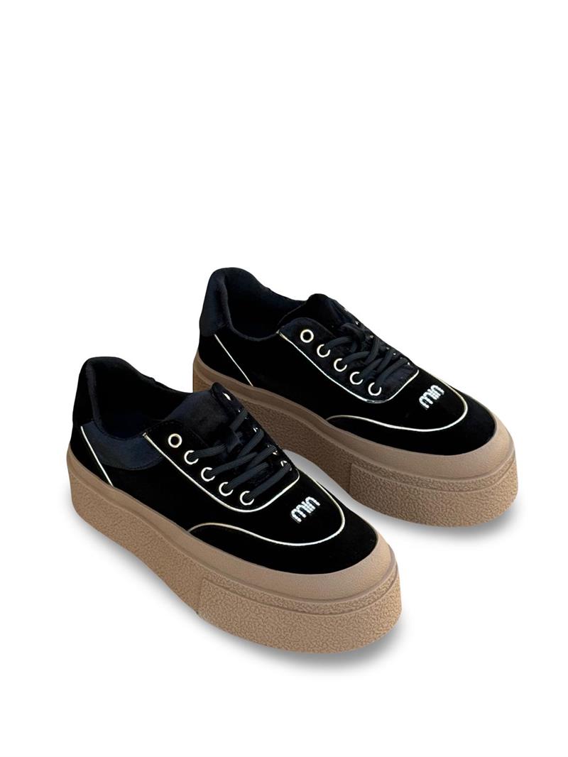 Guja K330 Kadife Taş Detaylı  Eva Taban Kadın Sneaker Siyah