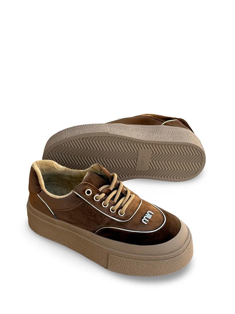 Guja K330 Kadife Taş Detaylı  Eva Taban Kadın Sneaker Kahve