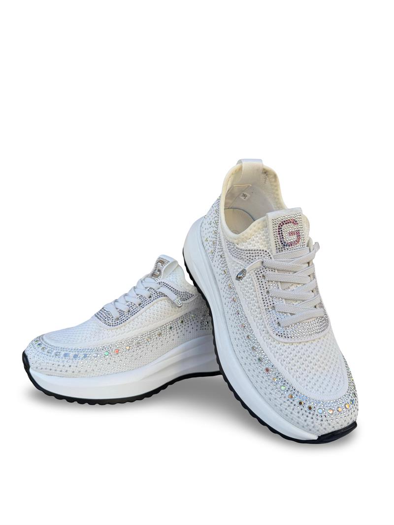 Guja Y301-3 Taşlı Kadın Spor Sneaker Beyaz
